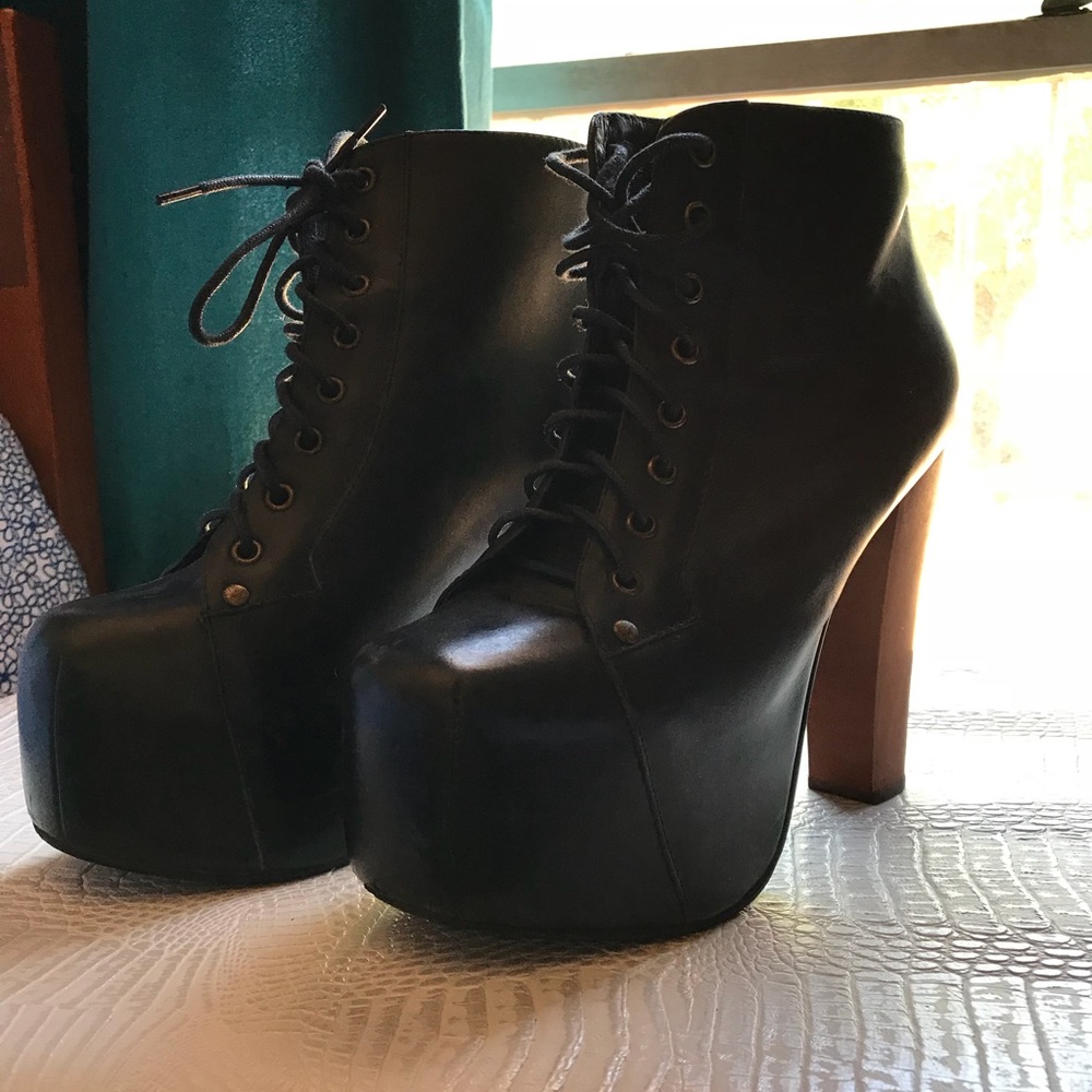 Black laced up Havana heels